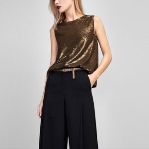 Massimo Dutti Gold Sequin Top